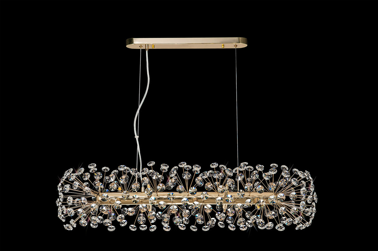Byrne Oblong Linear Pendant 10 Light G9 French Gold/Crystal