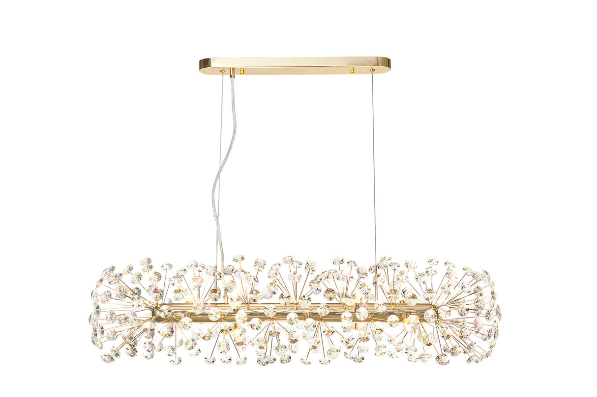 Byrne Oblong Linear Pendant 10 Light G9 French Gold/Crystal