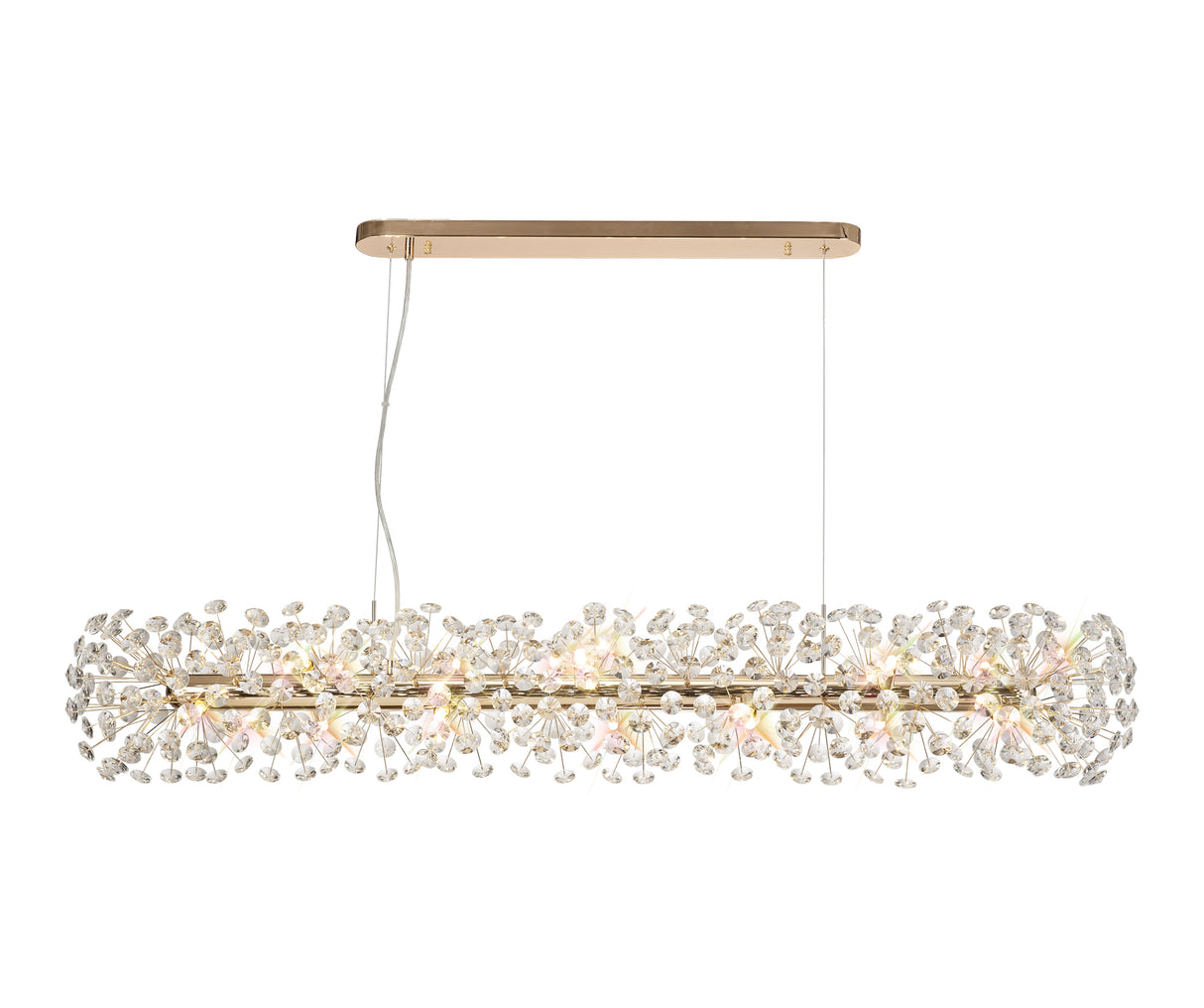 Byrne Oblong Linear Pendant 14 Light G9 French Gold/Crystal