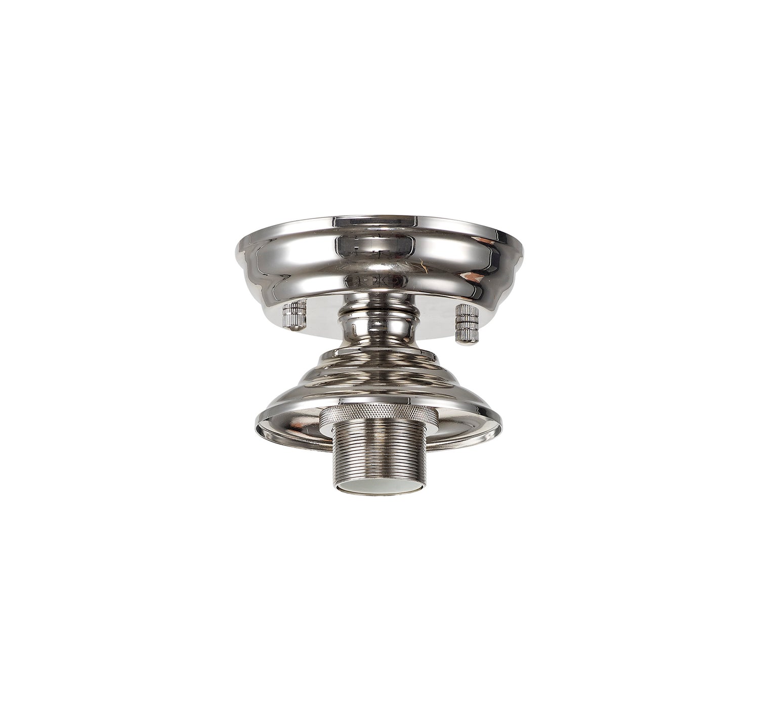 Holloway Flush Ceiling Fitting, 1 x E27, Polished Nickel