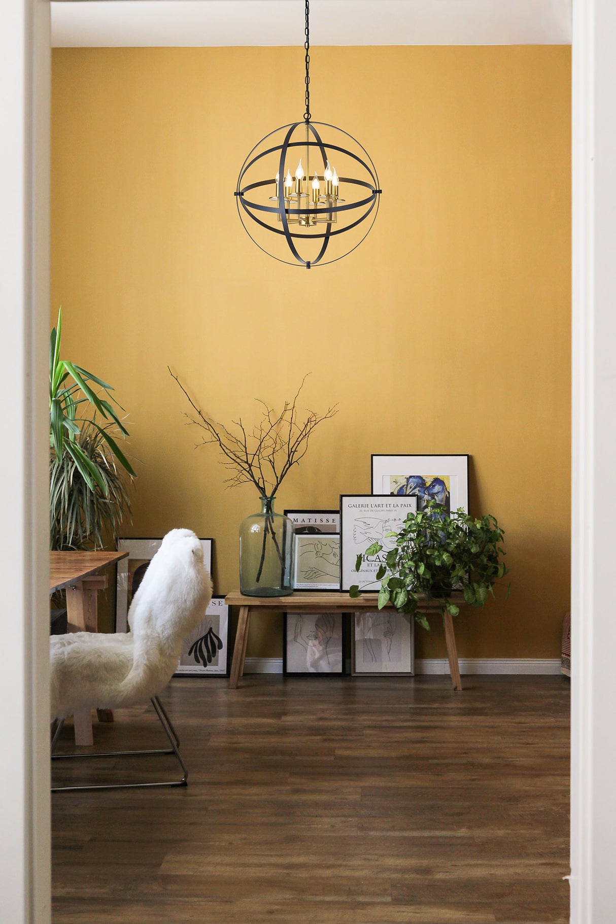 Irwin Pendant, 6 x E14, Black/Gold