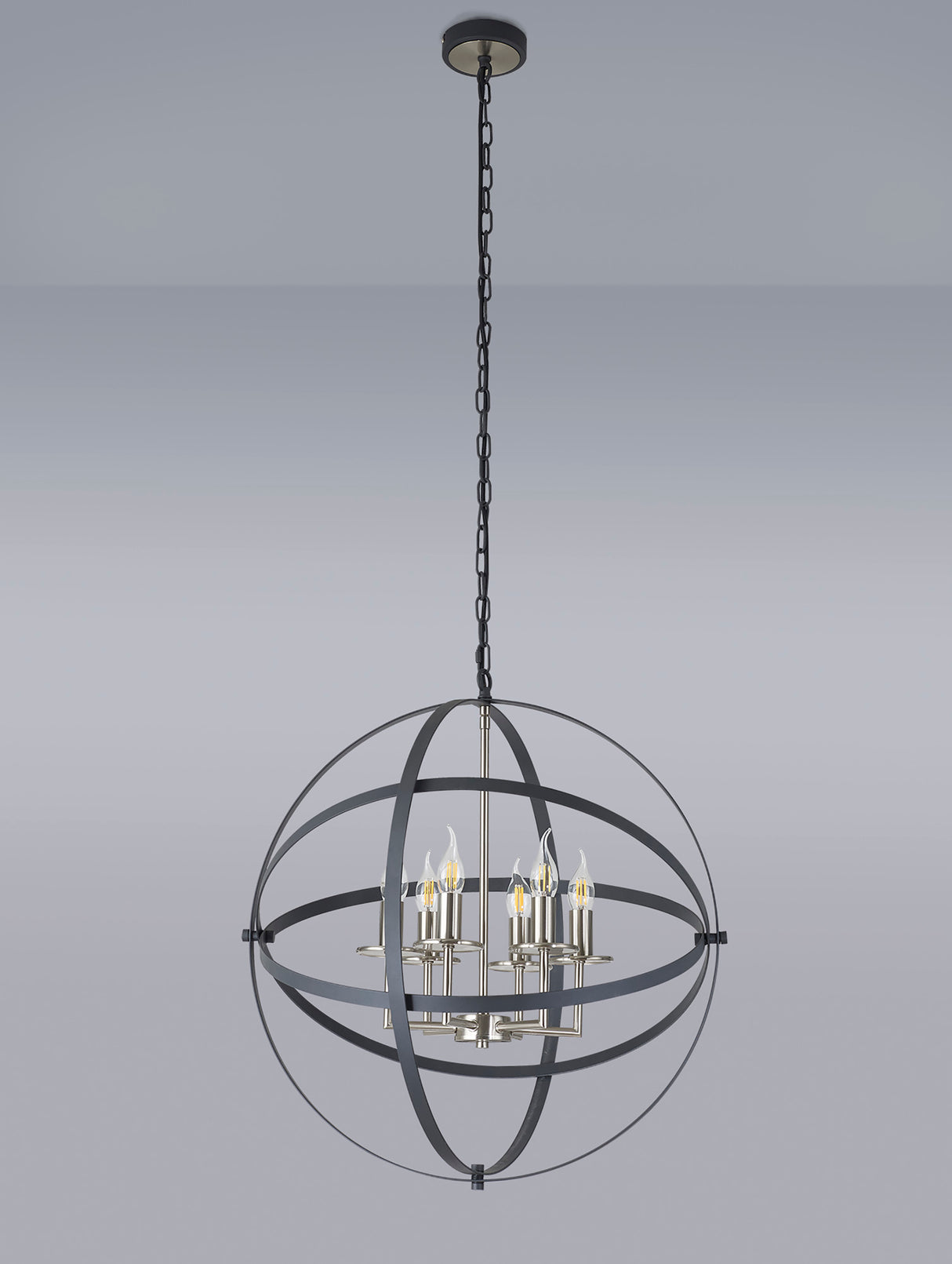 Irwin Pendant, 6 x E14, Anthracite/Satin Nickel