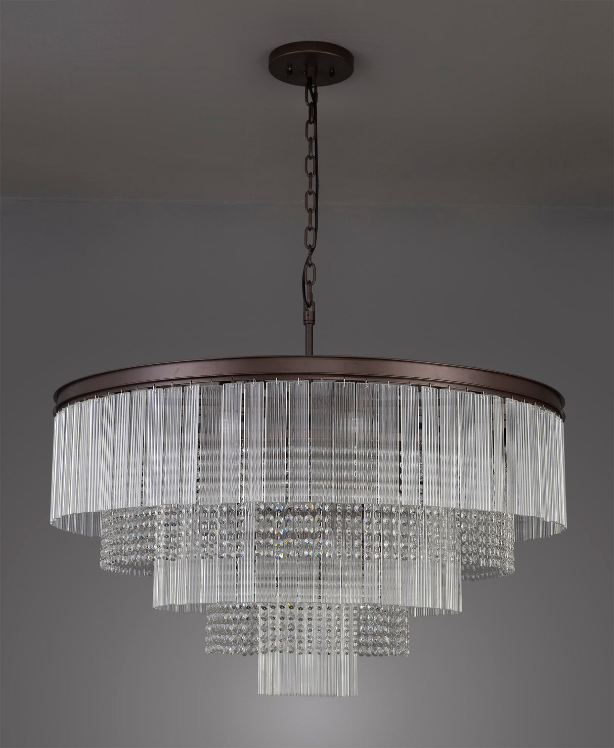 Coleman Large 3 Tier Round Pendant, 27 Light E14, Brown Oxide, Item Weight: 28.6kg