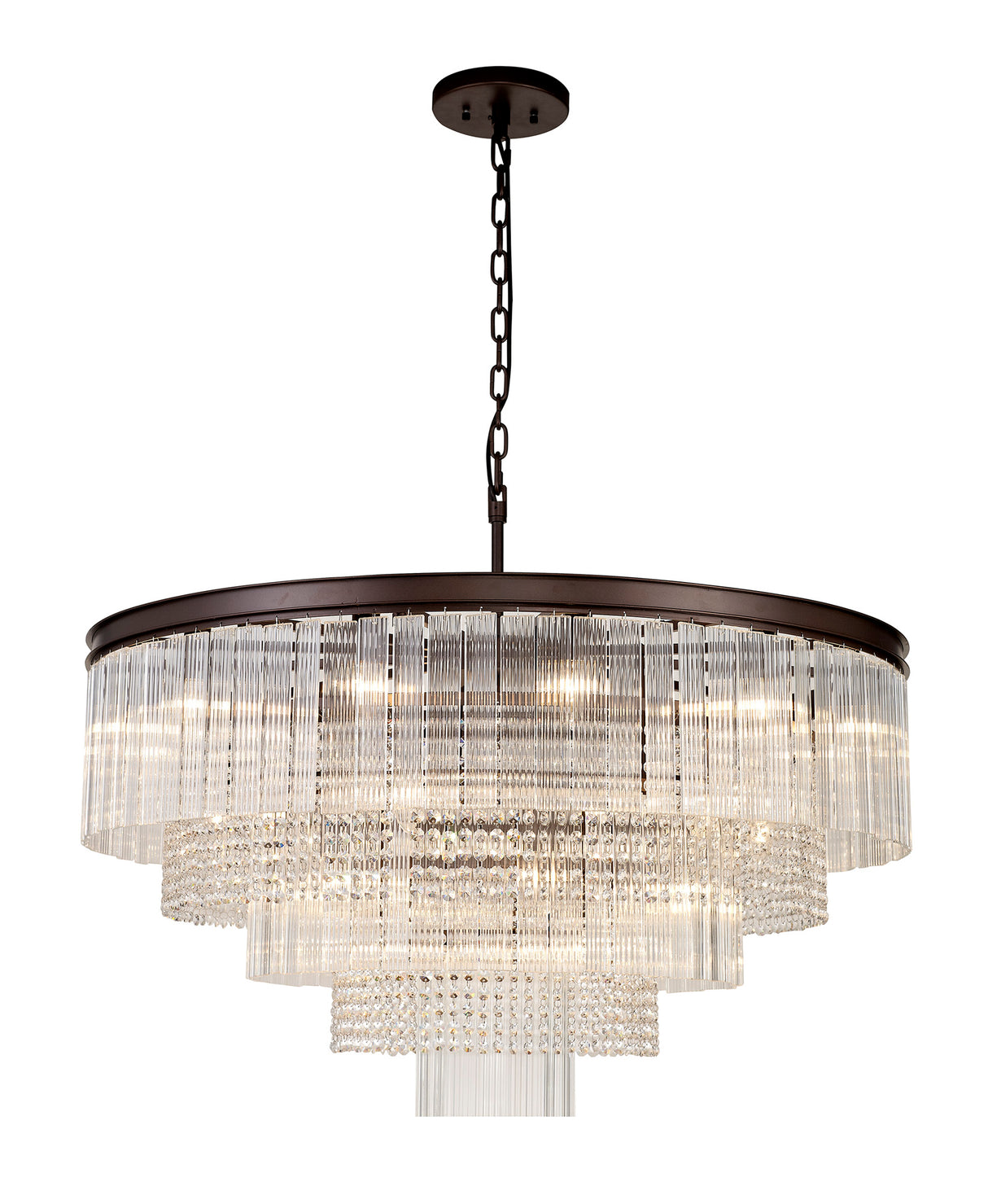 Coleman Large 3 Tier Round Pendant, 27 Light E14, Brown Oxide, Item Weight: 28.6kg