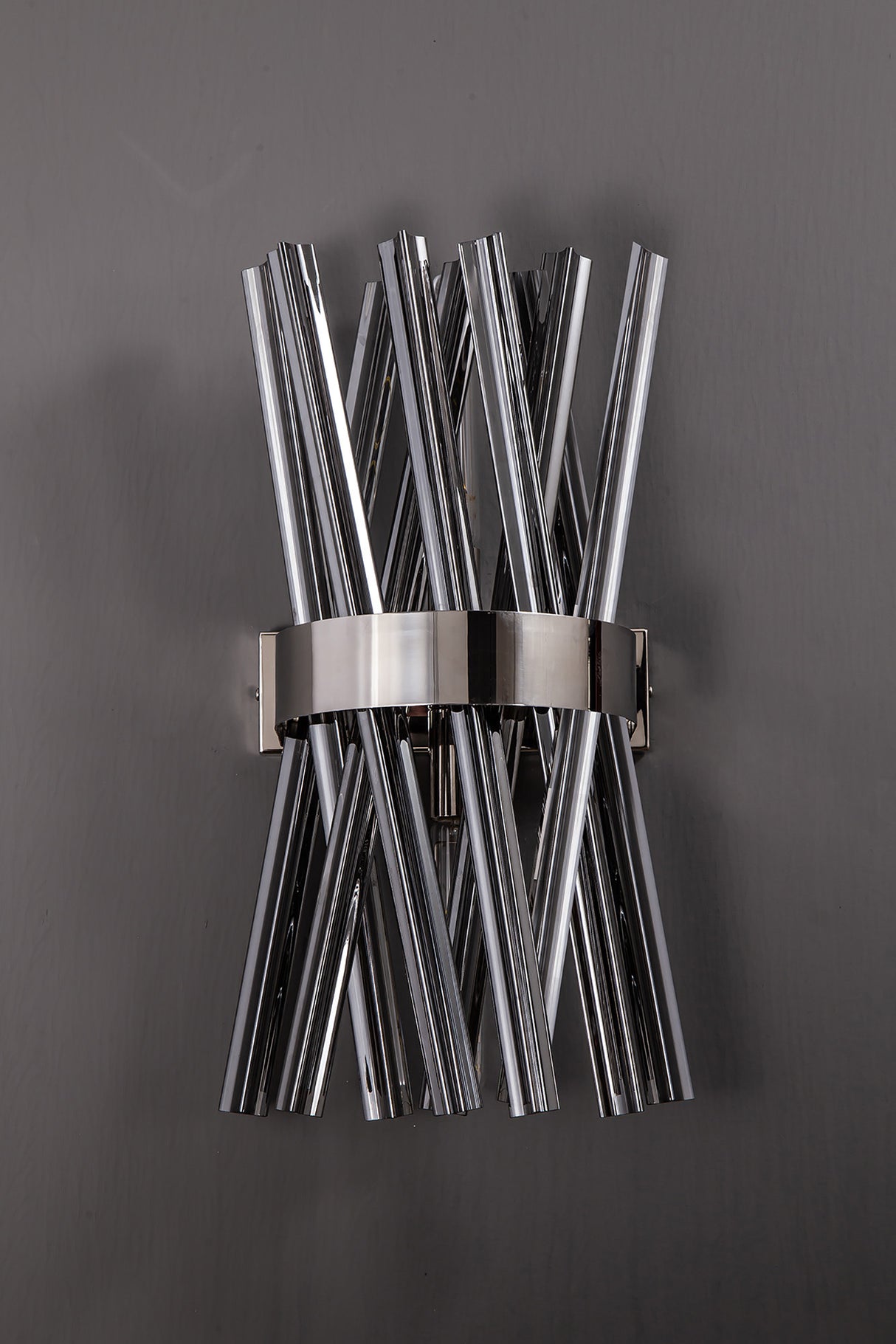 Harris 2 Light E14, Wall Light E14, Polished Nickel / Smoke Glass