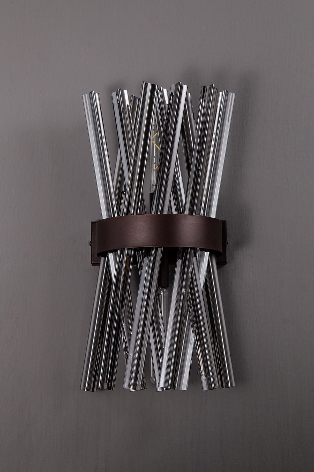 Harris 2 Light E14, Wall Light E14, Brown Oxide / Smoke Glass