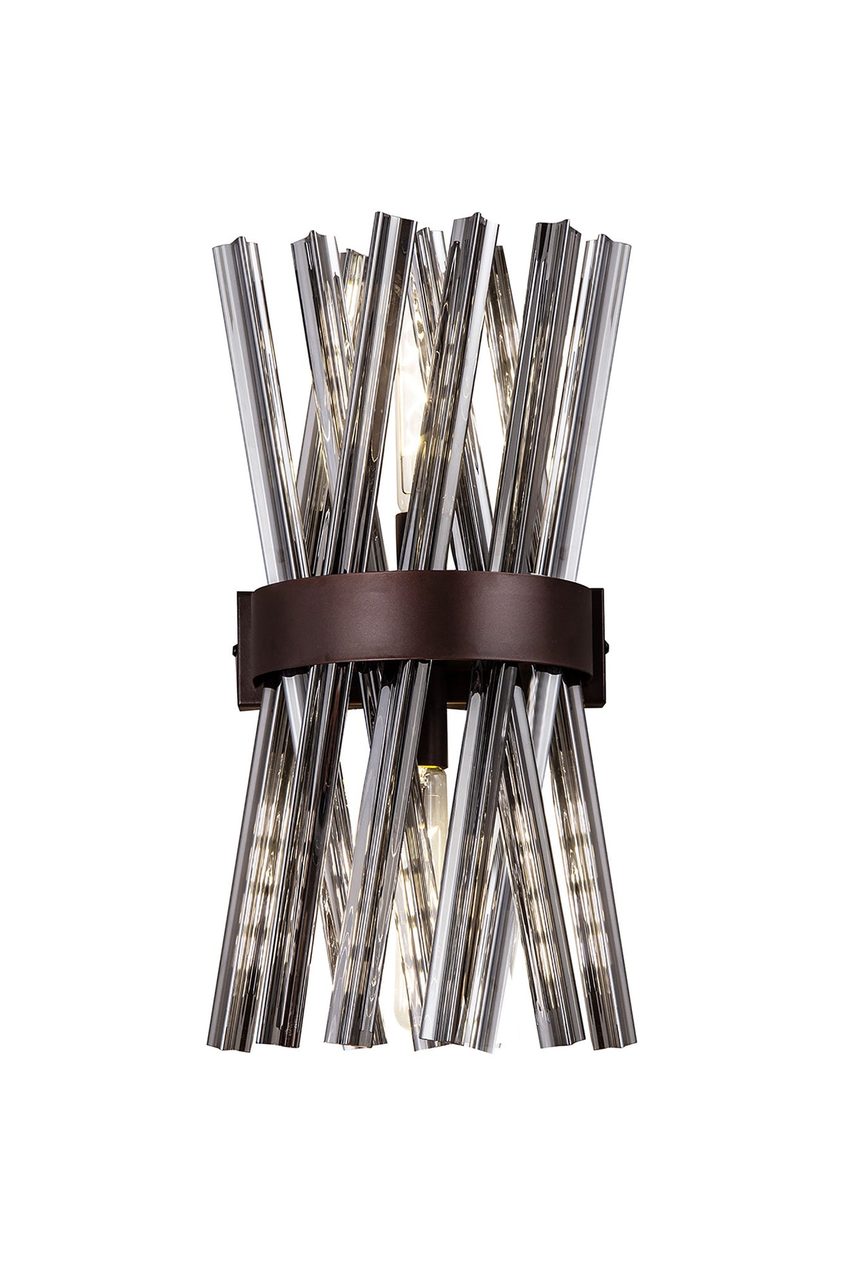 Harris 2 Light E14, Wall Light E14, Brown Oxide / Smoke Glass