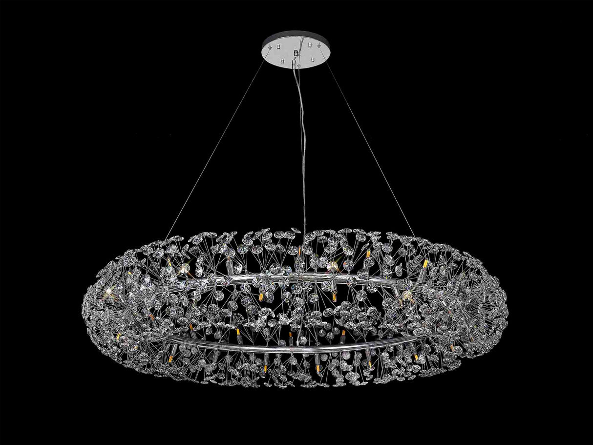 Byrne Pendant 1.4m Ring 36 Light G9 Polished Chrome/Crystal, Item Weight: 19.4kg