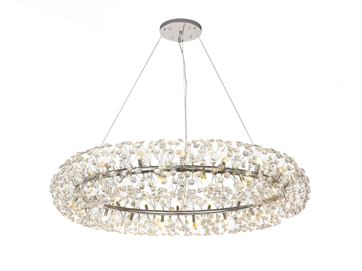Byrne Pendant 1.4m Ring 36 Light G9 Polished Chrome/Crystal, Item Weight: 19.4kg
