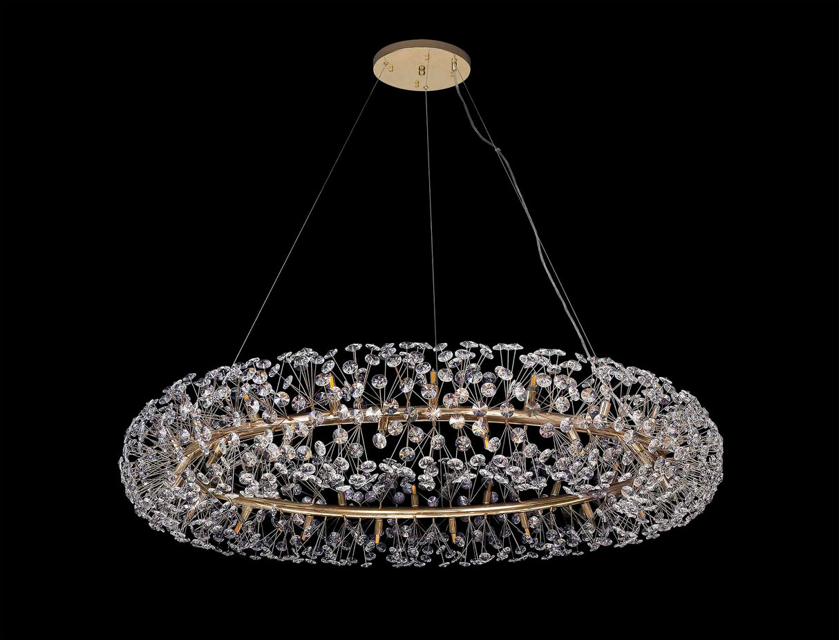 Byrne Pendant 1.4m Ring 36 Light G9 French Gold/Crystal, Item Weight:19.4kg