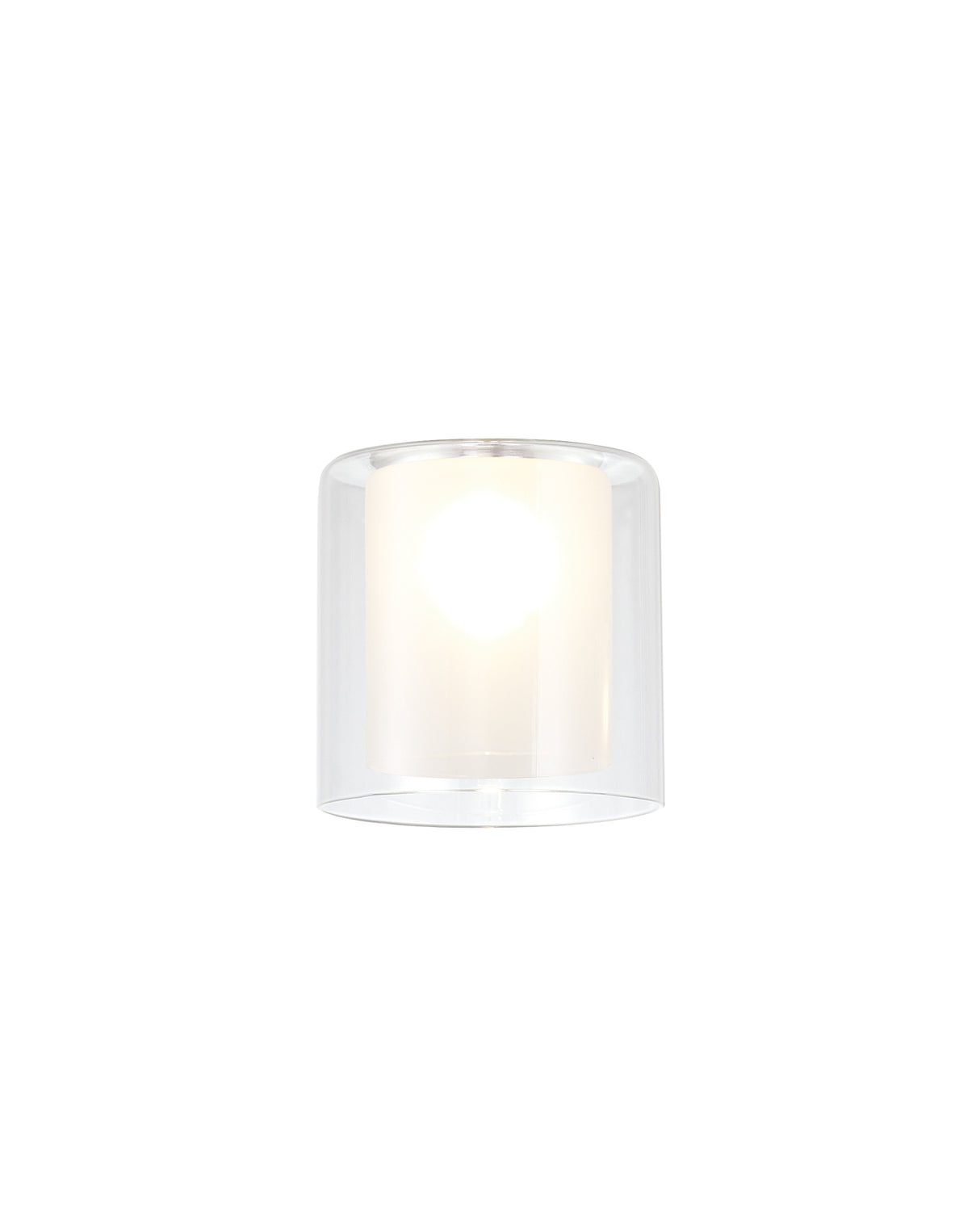 Lathen 140x140mm Medium Cylinder Clear Outer And Frosted Inner (H) Glass Shade