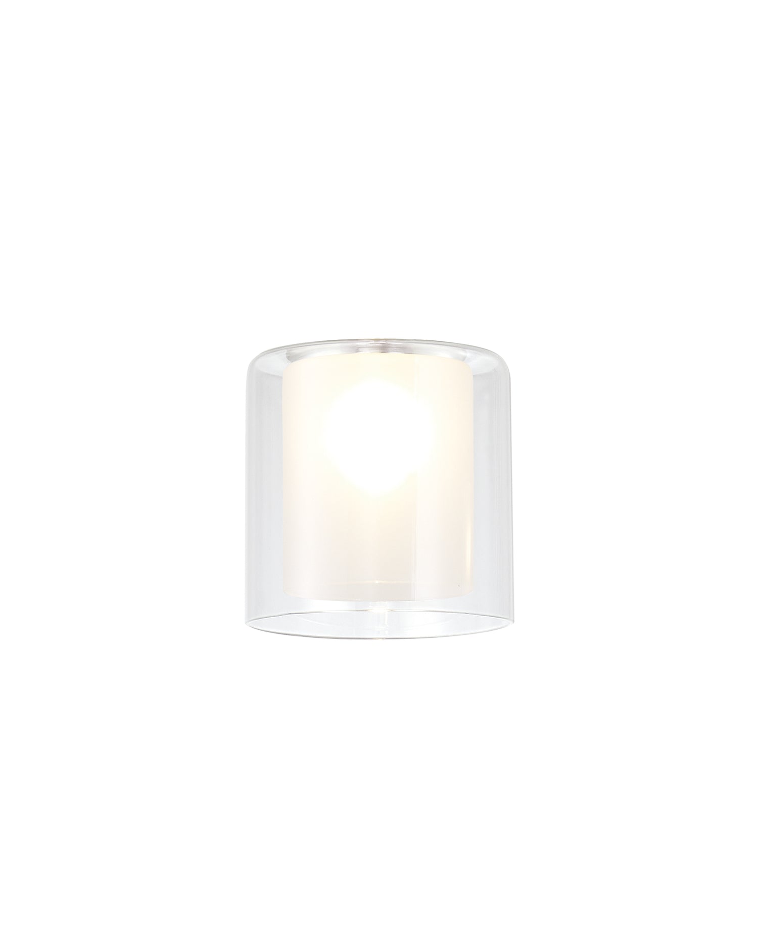 Lathen 140x140mm Medium Cylinder Clear Outer And Frosted Inner (H) Glass Shade