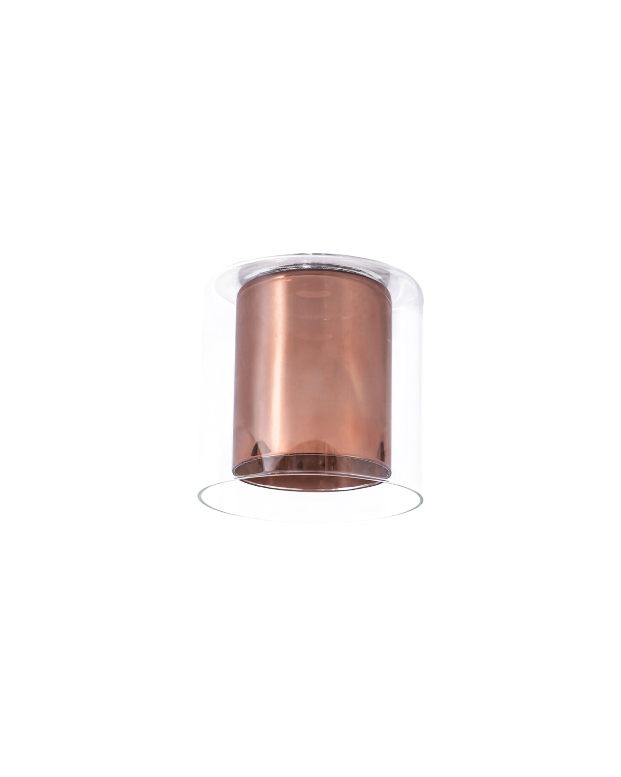 Lathen 140x140mm Medium Cylinder Clear Outer And Copper Inner (H) Glass Shade
