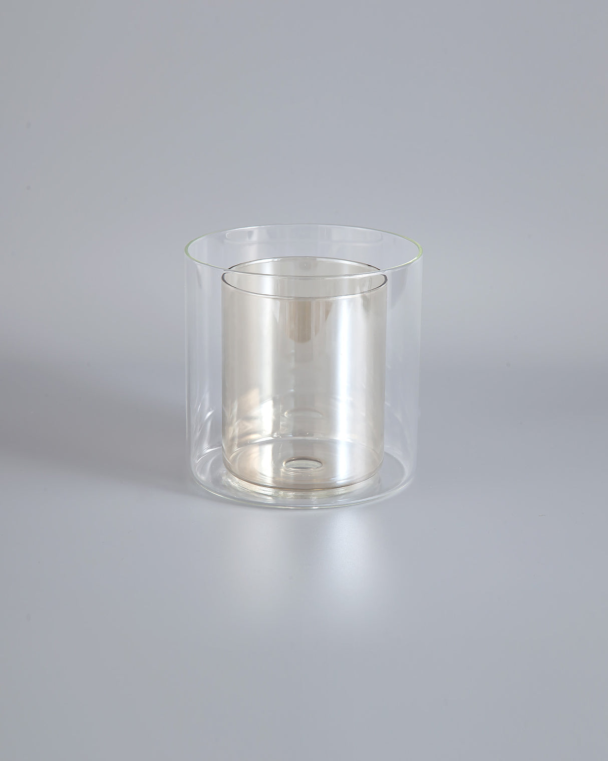 Lathen 140x140mm Medium Cylinder Clear Outer And Cognac Inner (H) Glass Shade