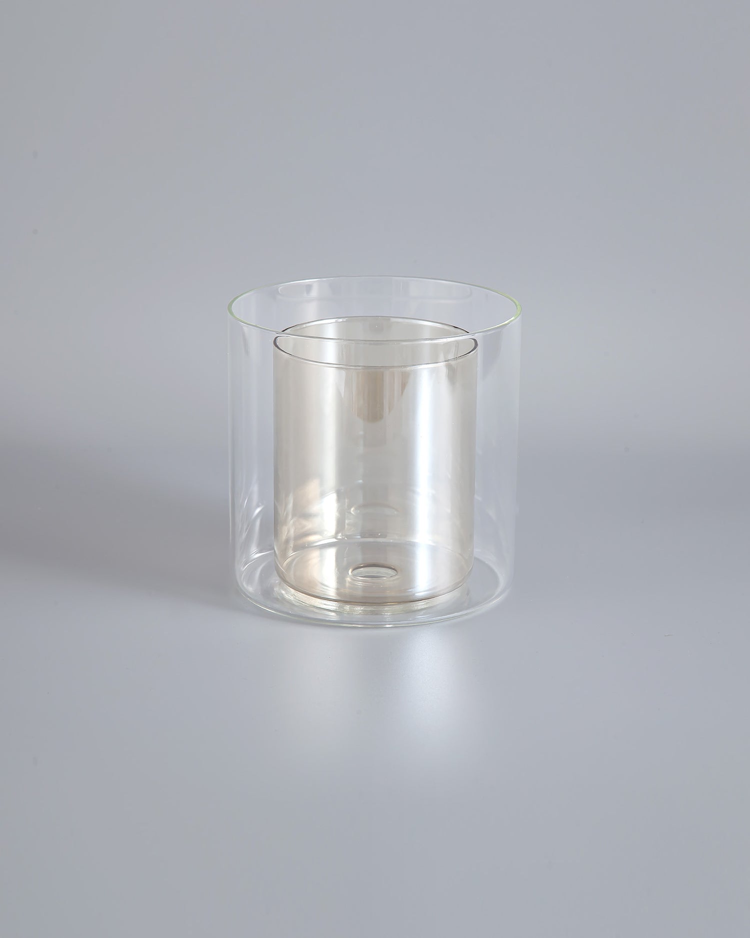 Lathen 140x140mm Medium Cylinder Clear Outer And Cognac Inner (H) Glass Shade