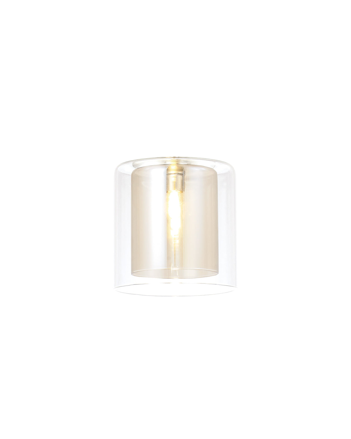 Lathen 140x140mm Medium Cylinder Clear Outer And Cognac Inner (H) Glass Shade