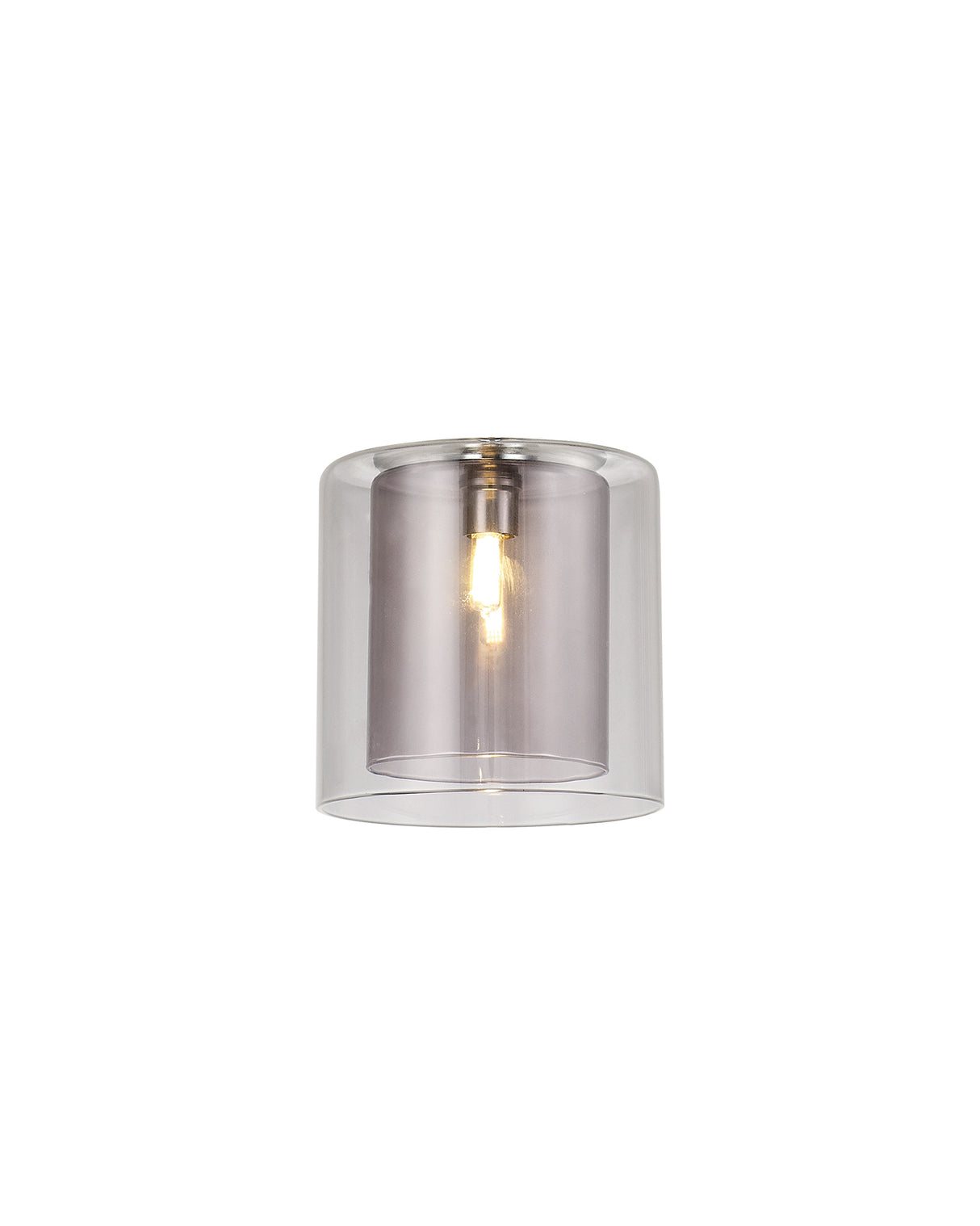 Lathen 140x140mm Medium Cylinder Clear Outer And Smoke Inner (H) Glass Shade