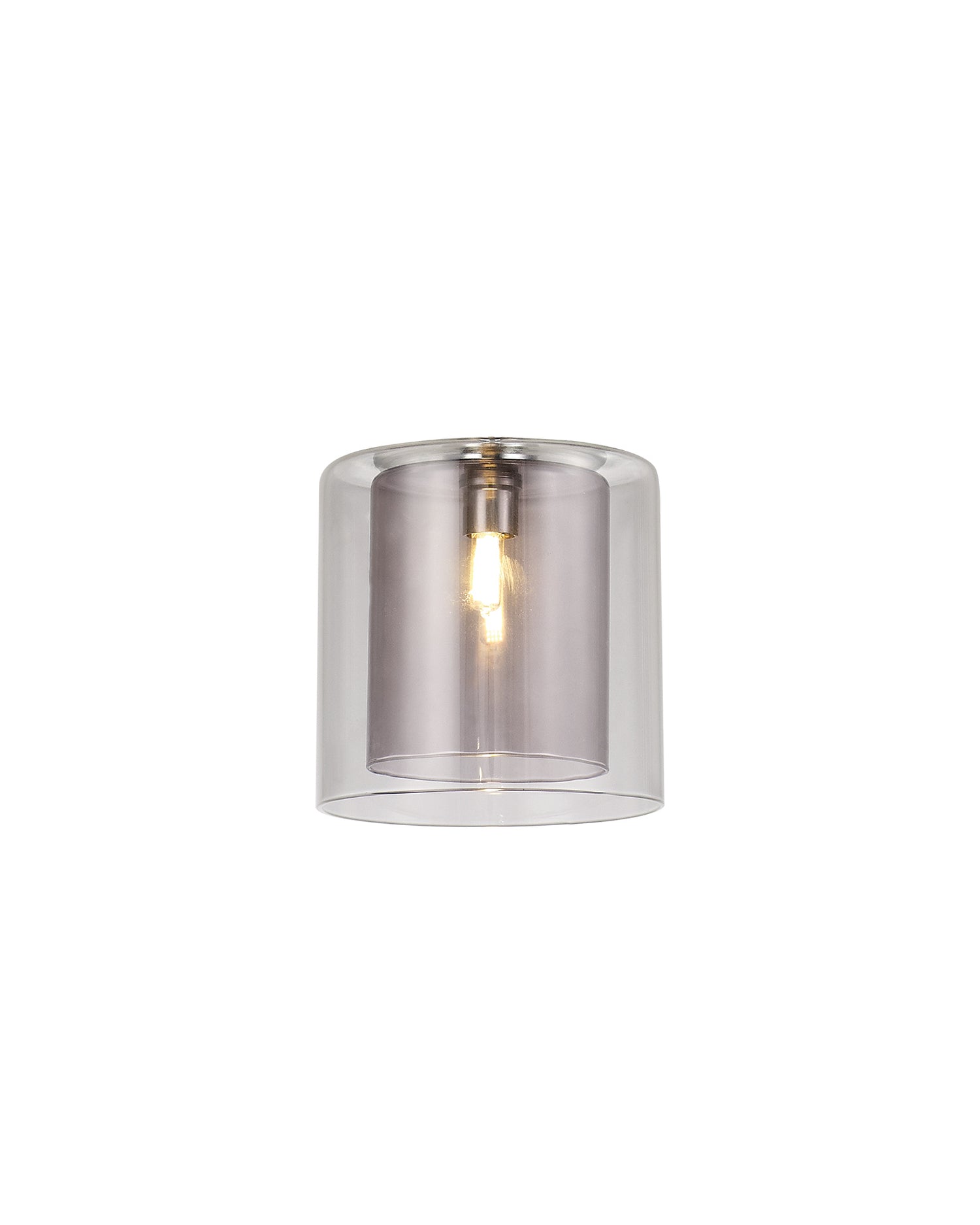 Lathen 140x140mm Medium Cylinder Clear Outer And Smoke Inner (H) Glass Shade