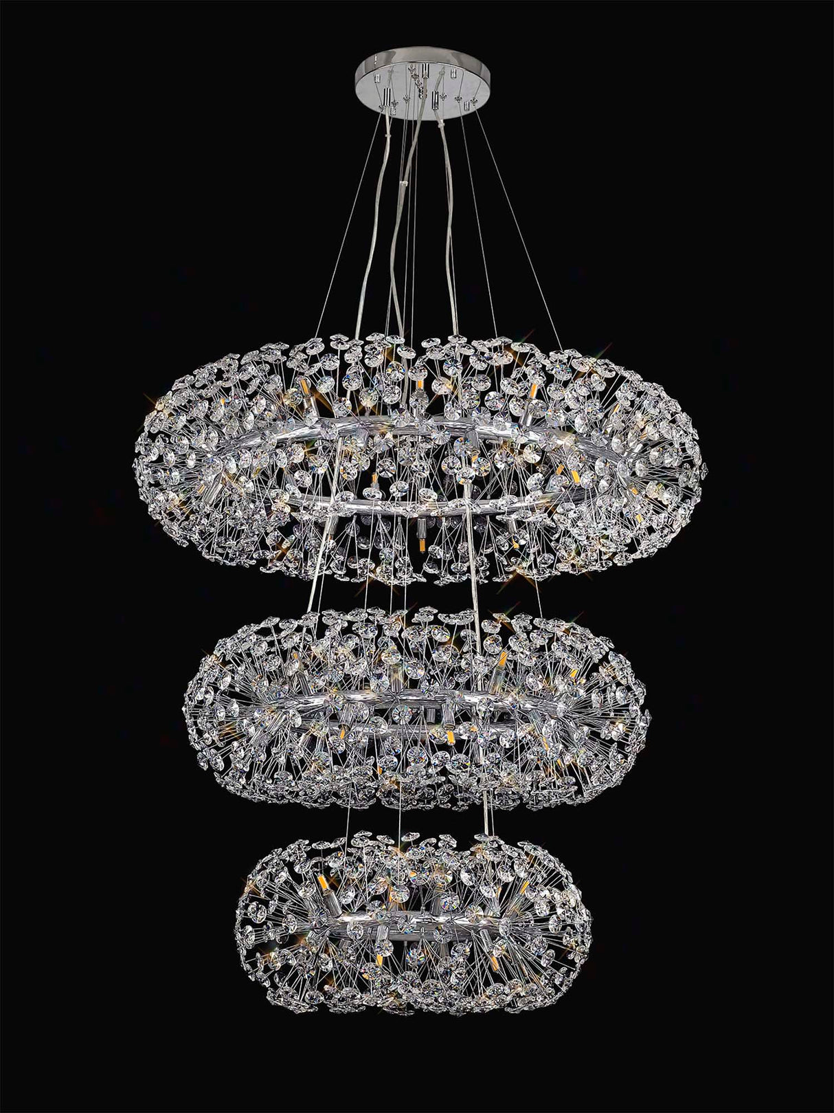 Byrne 3 Tier Pendant 58 Light G9 Polished Chrome/Crystal, Item Weight: 30.2kg