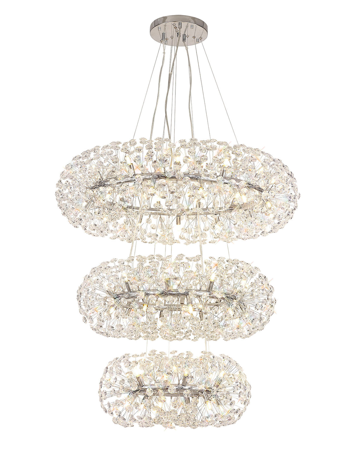 Byrne 3 Tier Pendant 58 Light G9 Polished Chrome/Crystal, Item Weight: 30.2kg