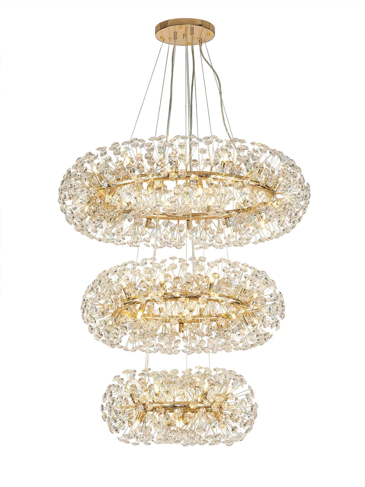 Byrne 3 Tier Pendant 58 Light G9 French Gold/Crystal, Item Weight: 30.2kg