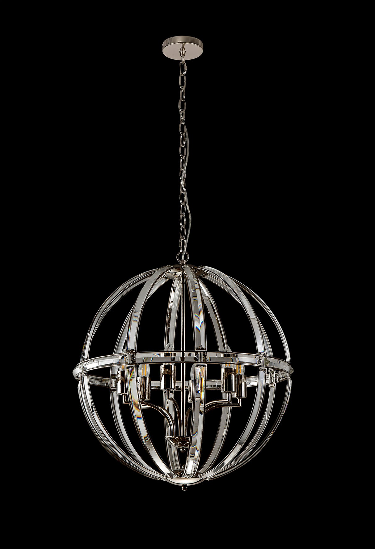 Ellison Large Round Pendant, 6 Light E27, Polished Nickel