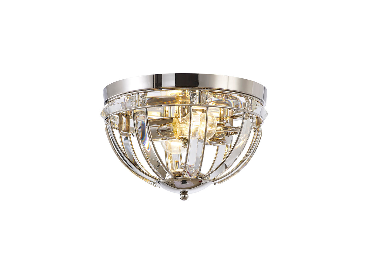 Ellison Round Flush, 2 Light E27, Polished Nickel