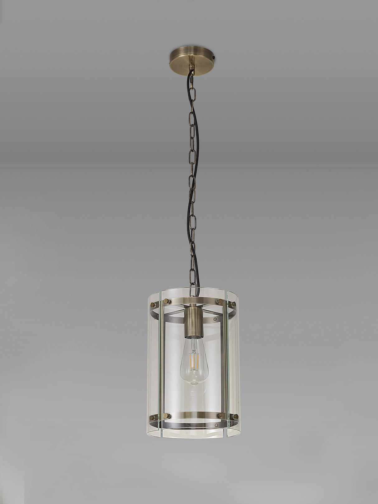 Stuckey Pendant, 1 Light E27, Antique Brass