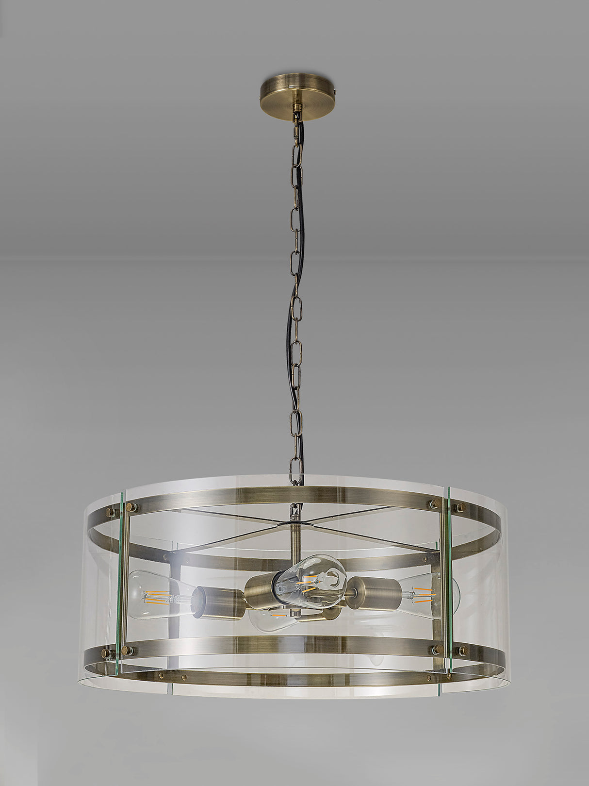 Stuckey Pendant, 4 Light E27, Antique Brass