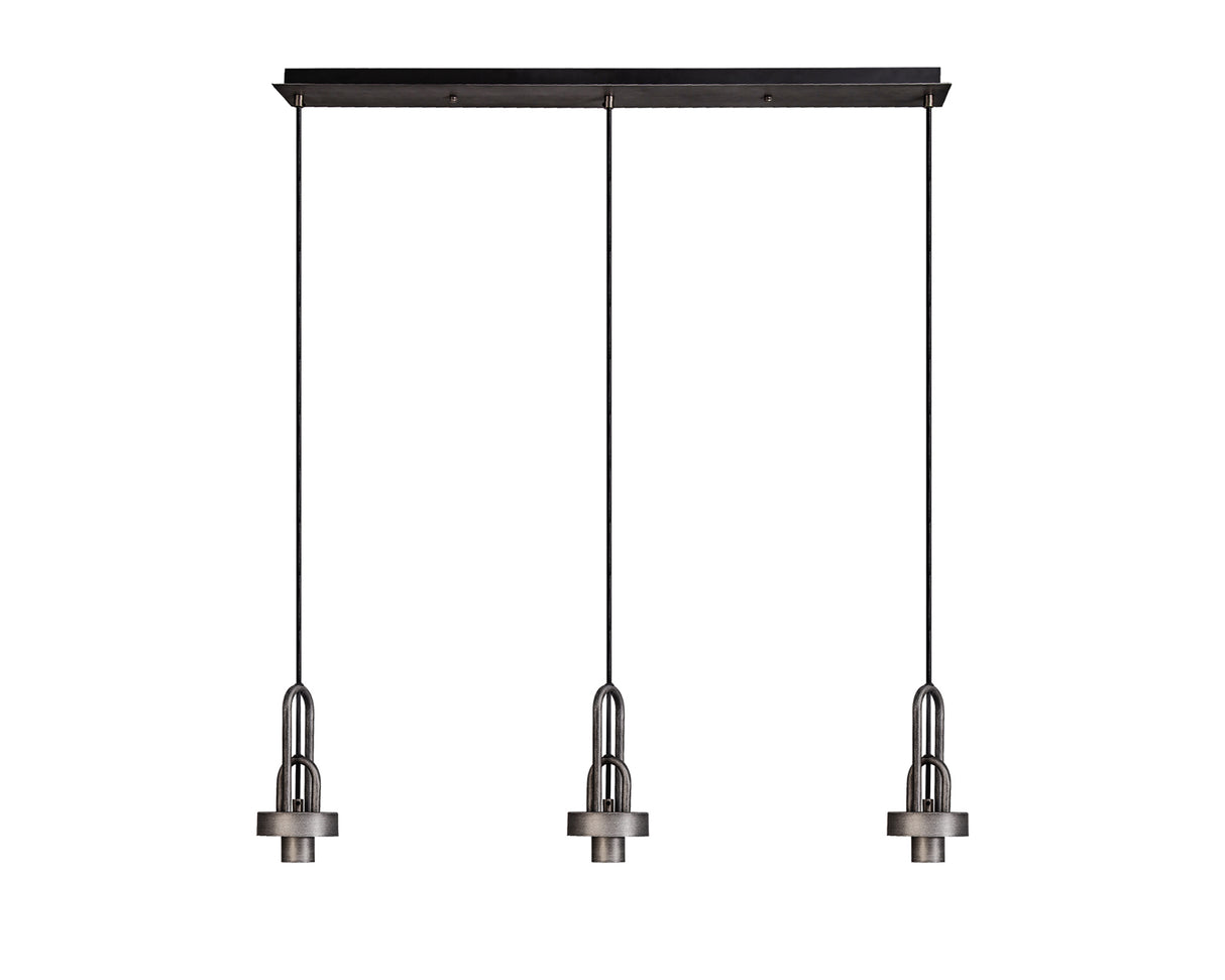 Allardyce Linear Suspension Kit, 3 x E27, Aged Pewter/Matt Black