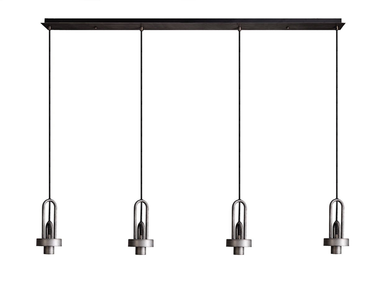 Allardyce Linear Suspension Kit, 4 x E27, Aged Pewter/Matt Black