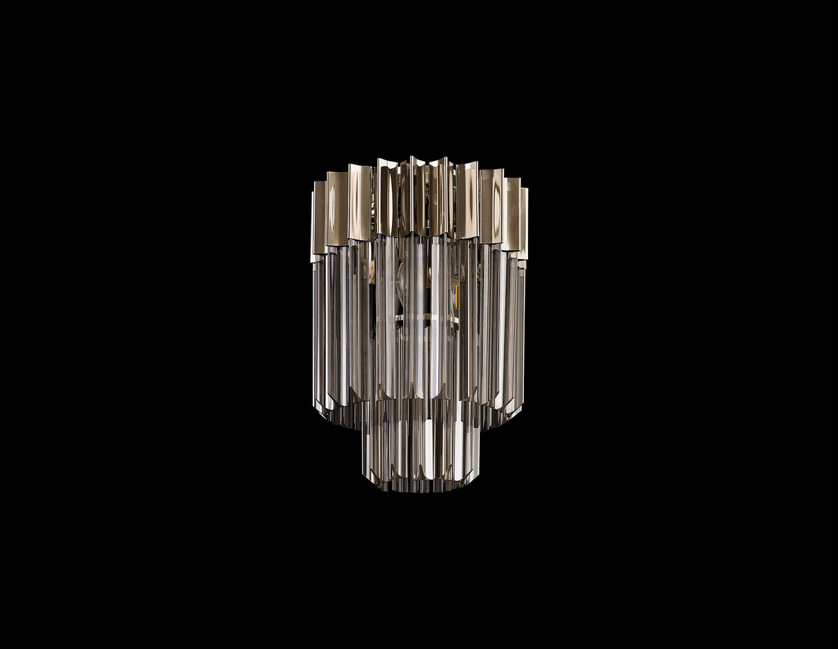 Longhorn 30cm Ceiling Round 3 Light E14, Polished Nickel / Smoke Sculpted Glass