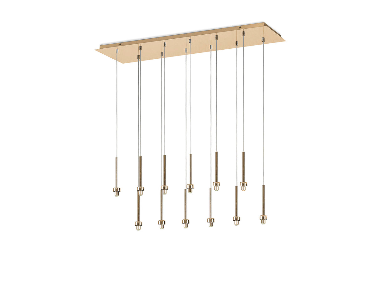 Lathen French Gold 12 Light G9 Universal 2m Linear Pendant, Suitable For A Vast Selection Of Glass Shades