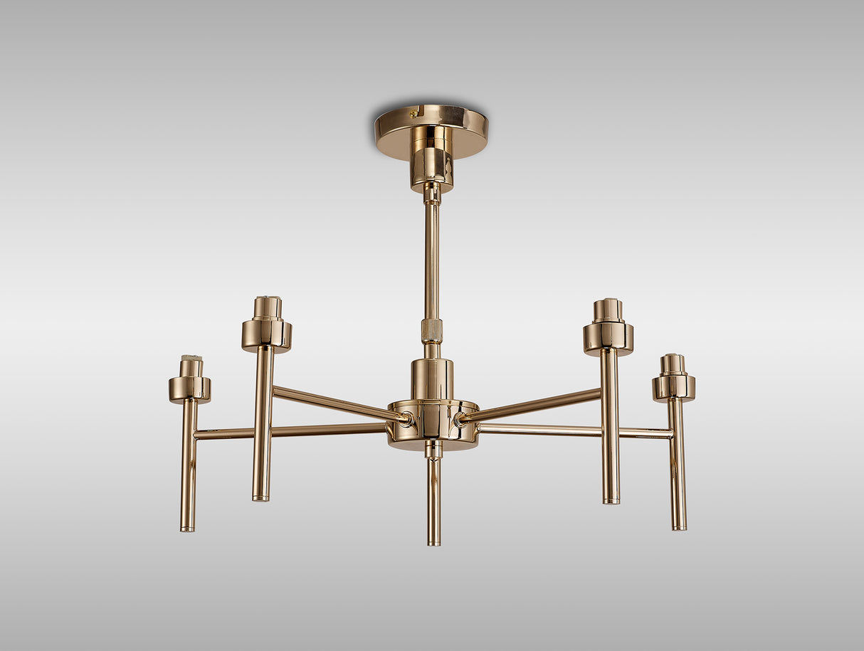 Lathen French Gold 5 Light G9 Universal Telescopic/Semi Flush, Suitable For A Vast Selection Of Glass Shades