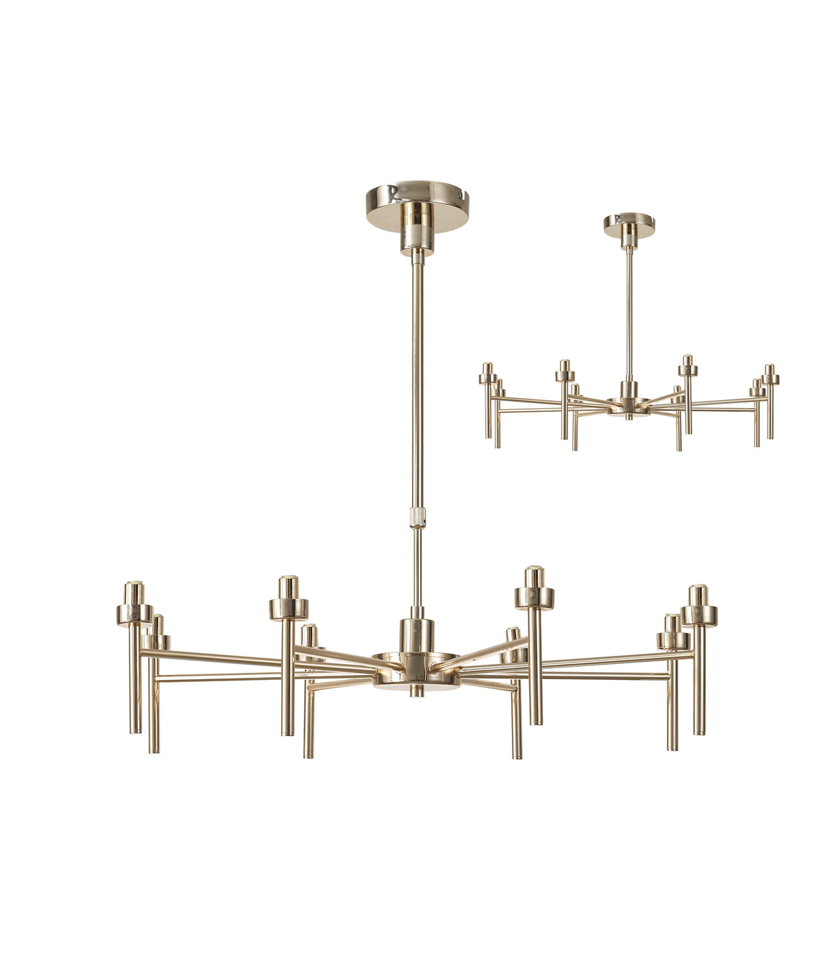 Lathen French Gold 8 Light G9 Universal Telescopic/Semi Flush, Suitable For A Vast Selection Of Glass Shades