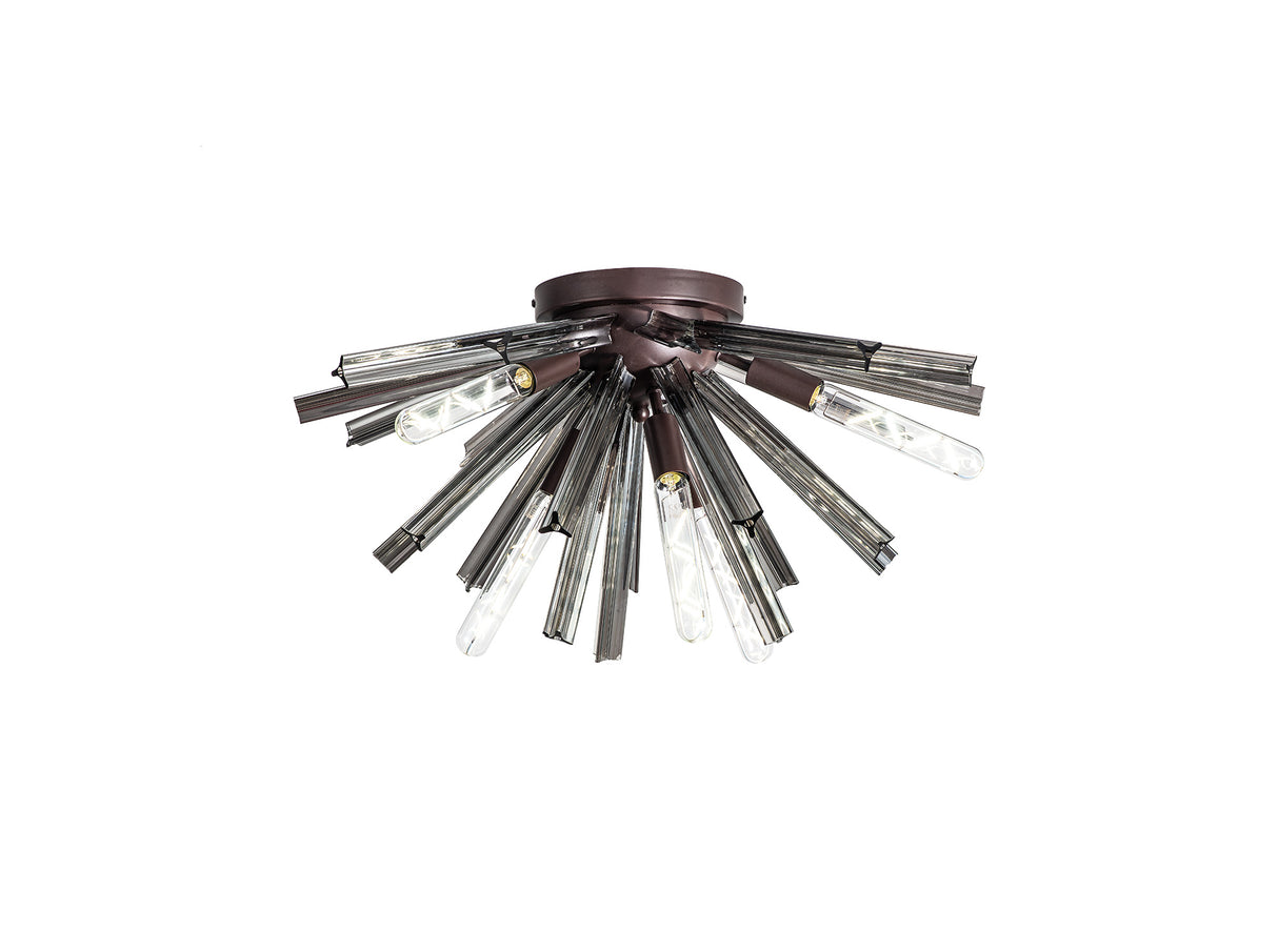 Harris 6 Light E14, Semi Flush Brown Oxide / Smoke Glass