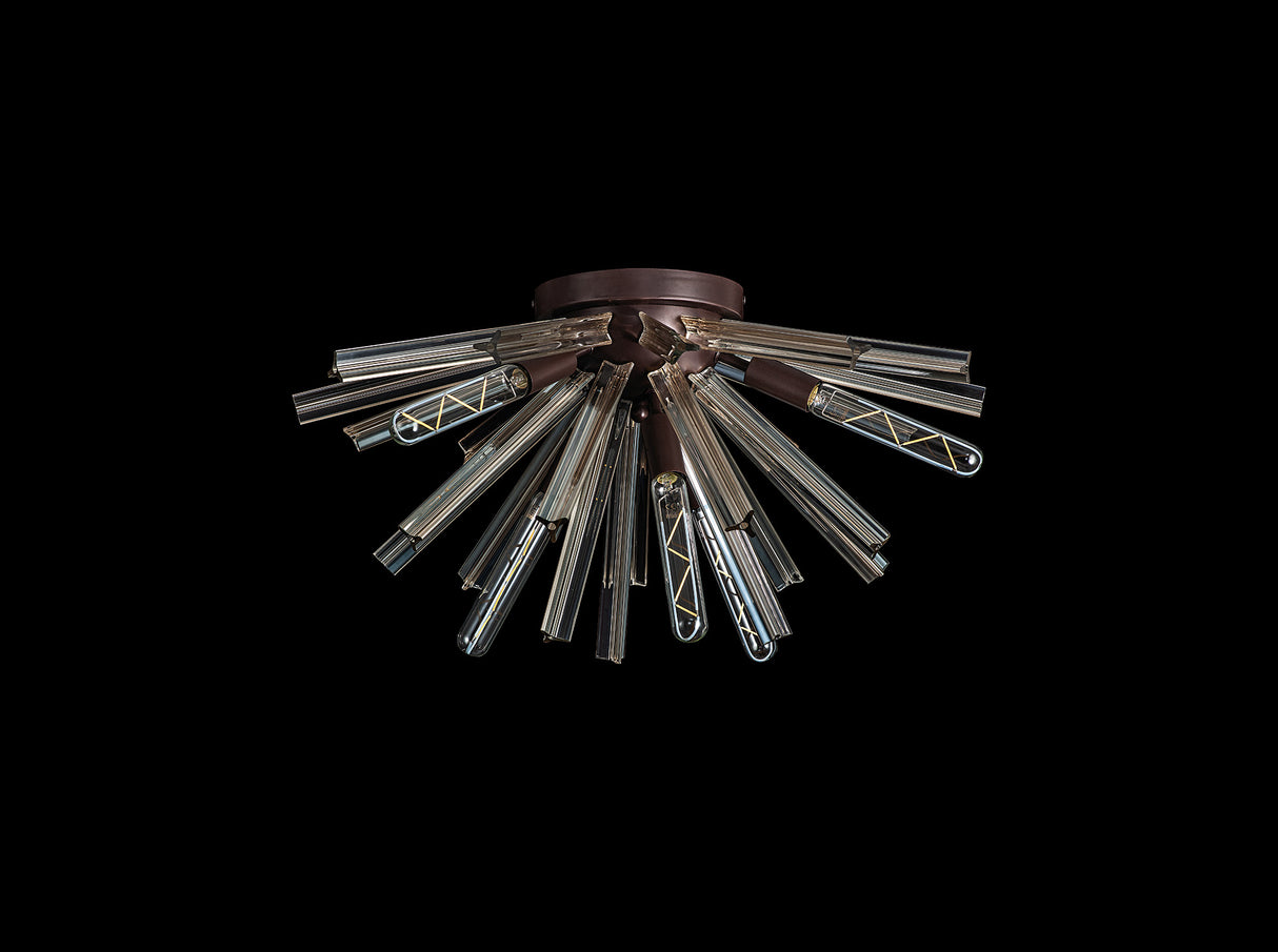 Harris 6 Light E14, Semi Flush Brown Oxide / Champagne Gold Glass