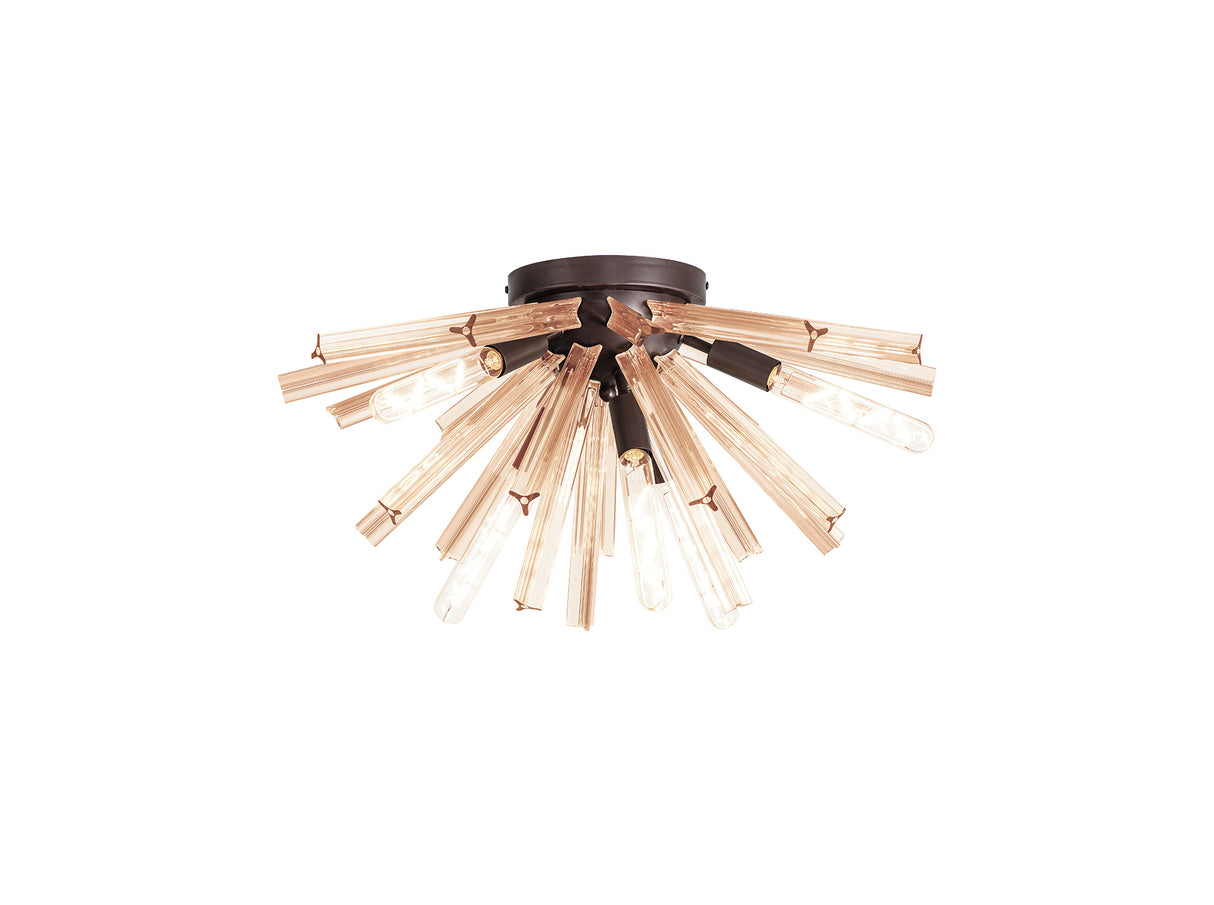 Harris 6 Light E14, Semi Flush Brown Oxide / Champagne Gold Glass