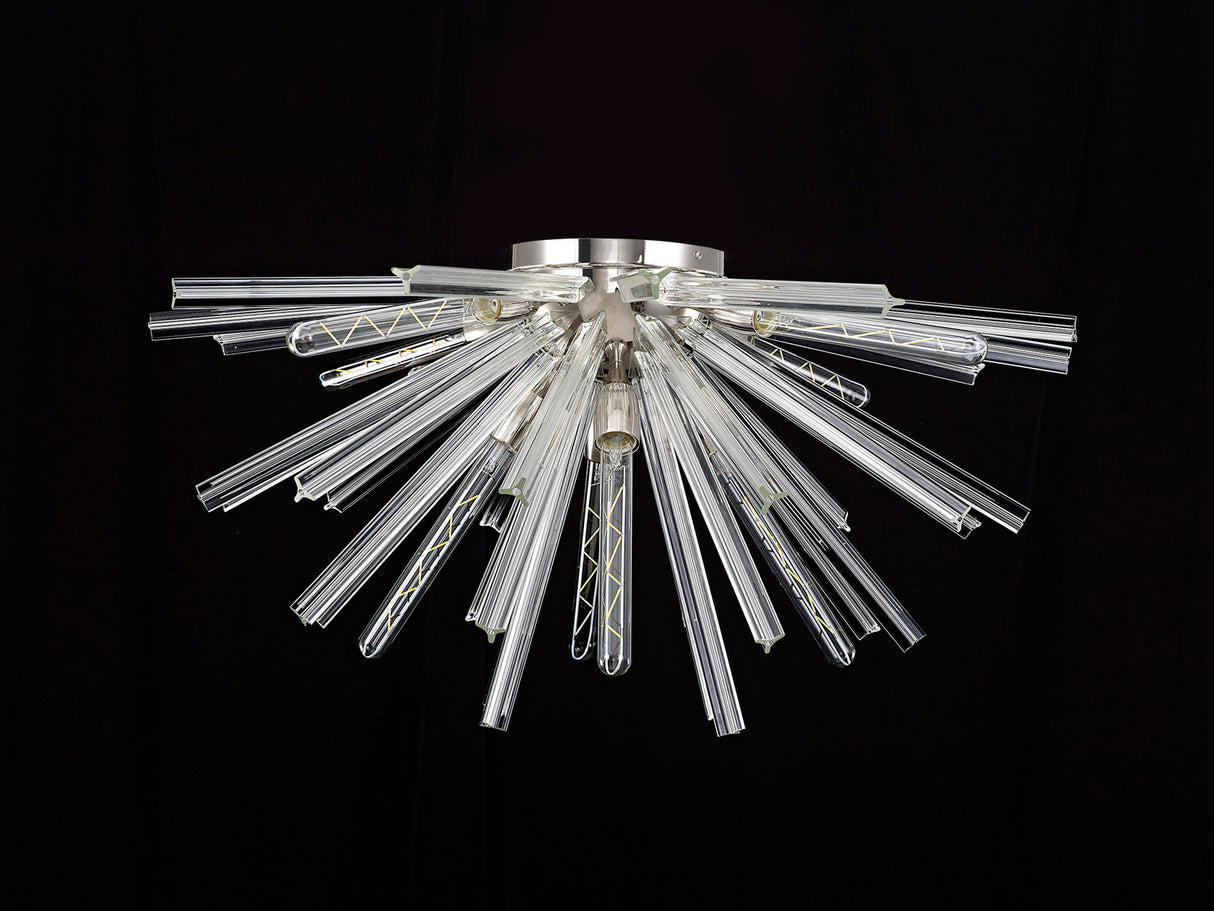 Harris 8 Light E27, Semi Flush Polished Nickel / Clear Glass