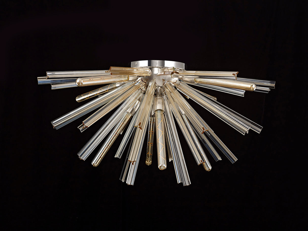 Harris 8 Light E27, Semi Flush Polished Nickel / Champagne Gold Glass
