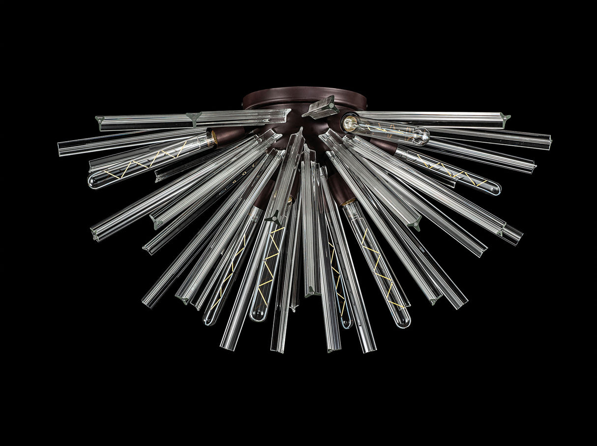 Harris 8 Light E27, Semi Flush Brown Oxide / Clear Glass