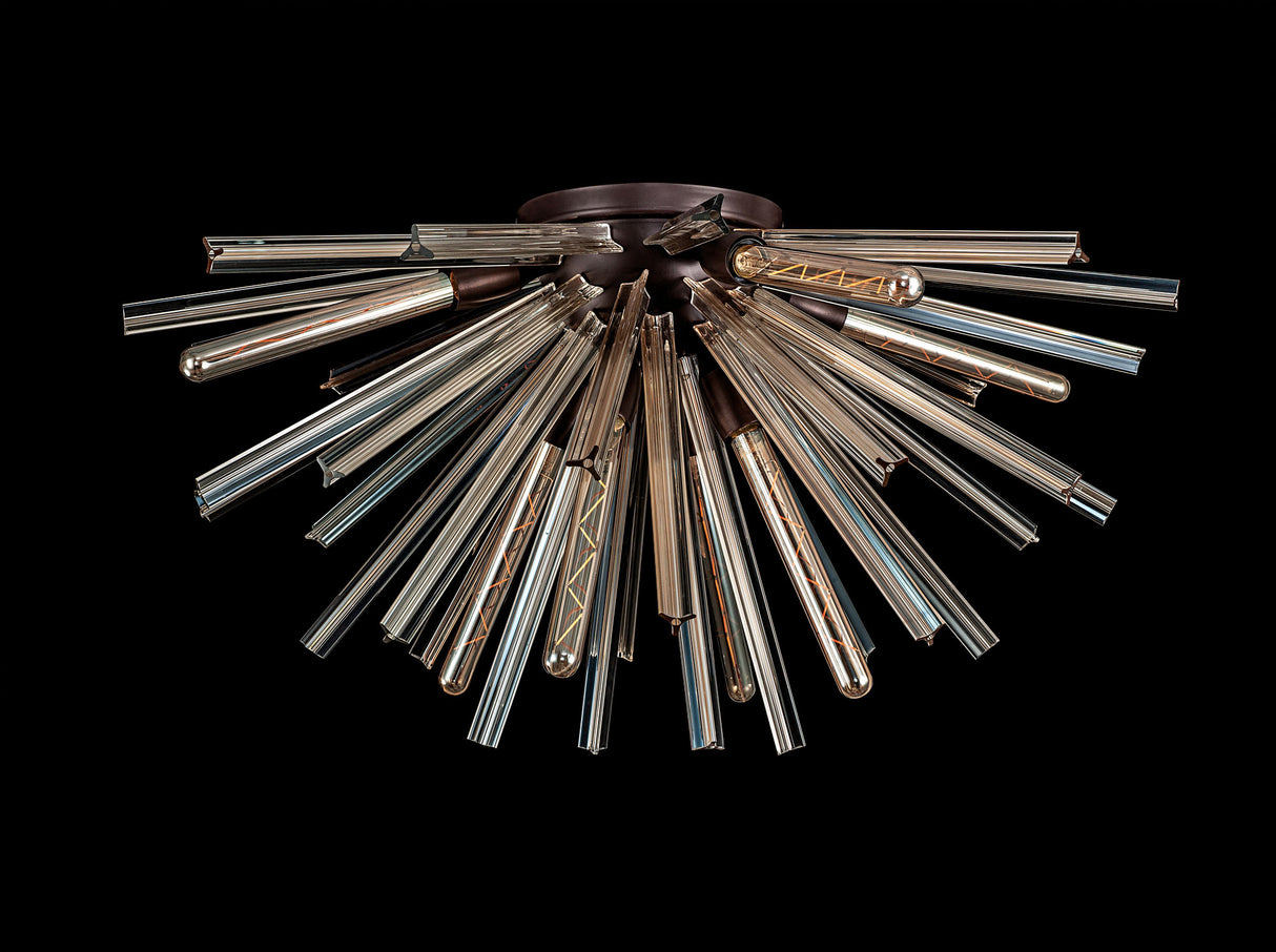 Harris 8 Light E27, Semi Flush Brown Oxide / Champagne Gold Glass