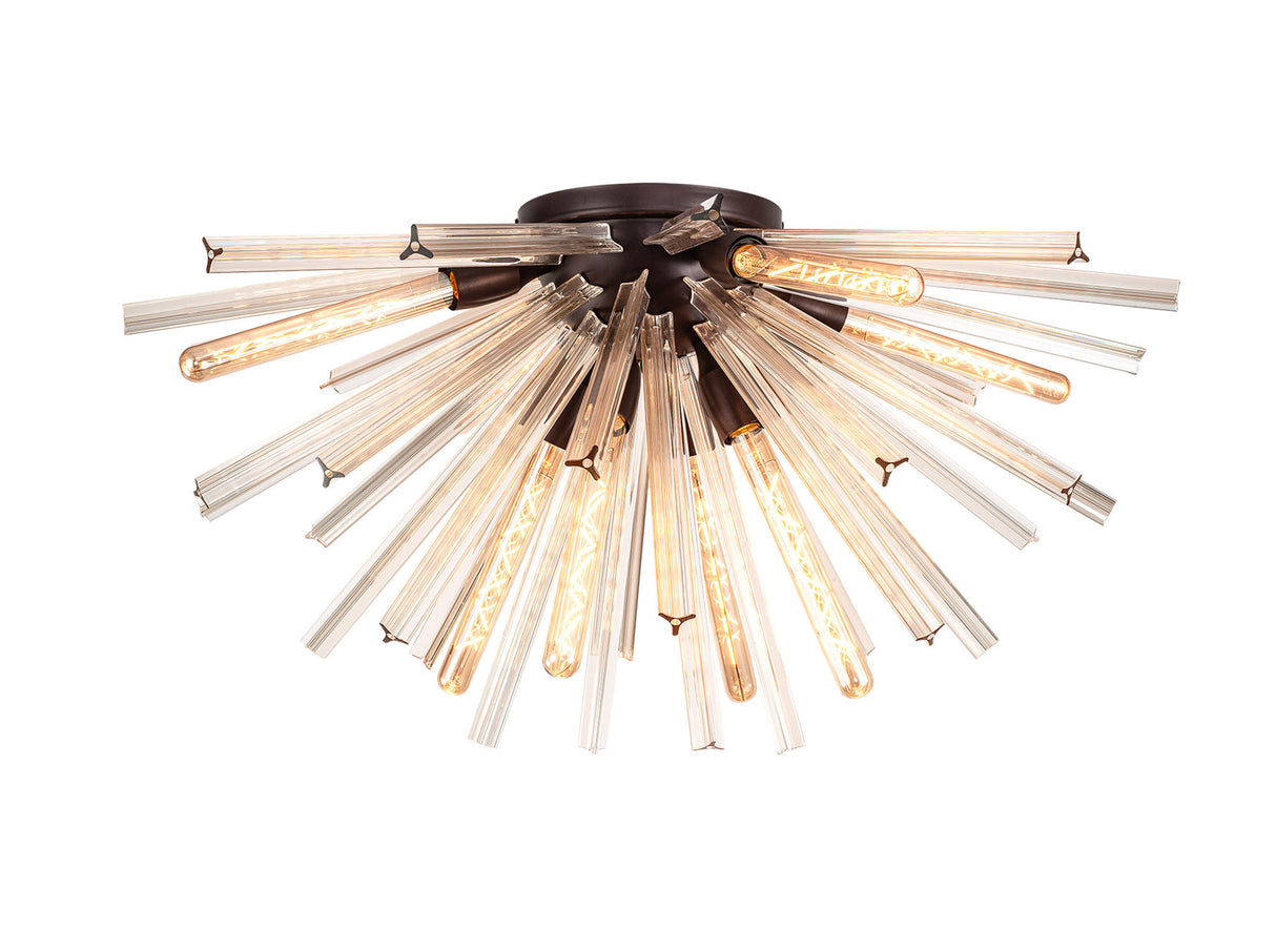 Harris 8 Light E27, Semi Flush Brown Oxide / Champagne Gold Glass