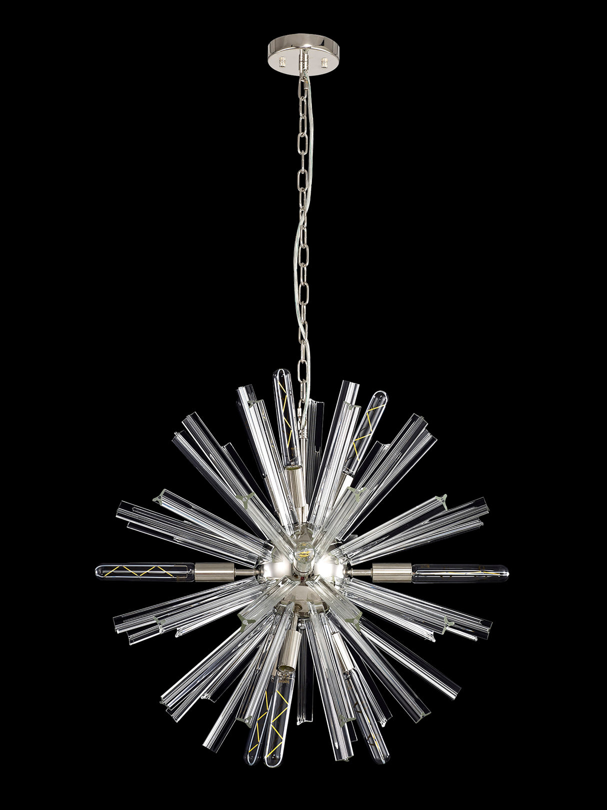Harris 10 Light E14, Round Pendant Polished Nickel / Clear Glass