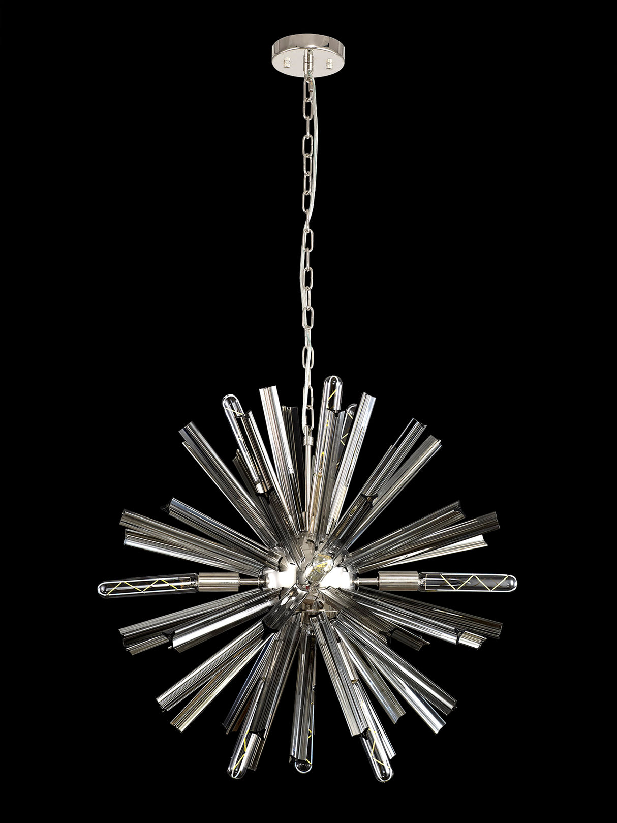 Harris 10 Light E14, Round Pendant Polished Nickel / Smoke Glass