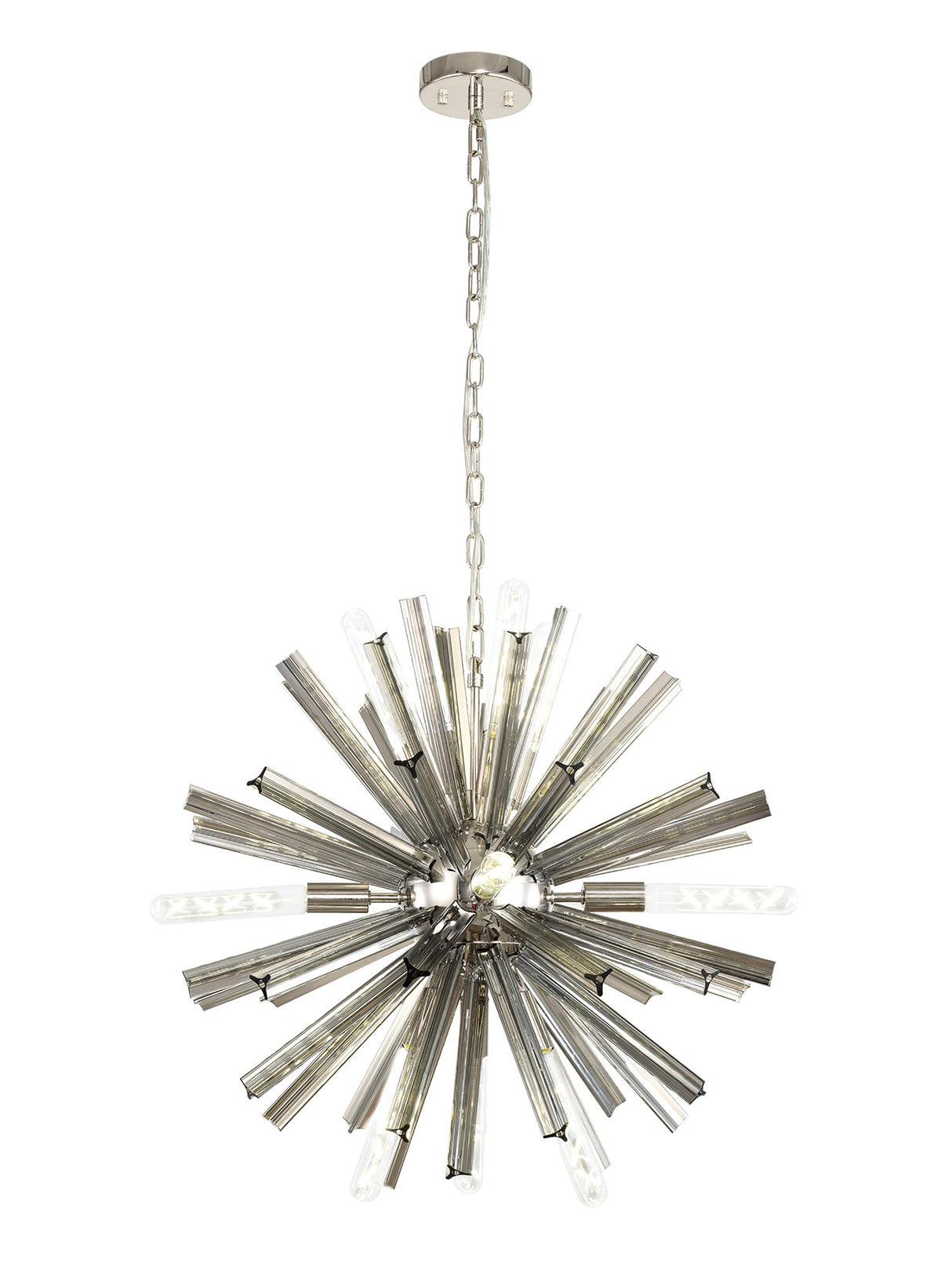 Harris 10 Light E14, Round Pendant Polished Nickel / Smoke Glass