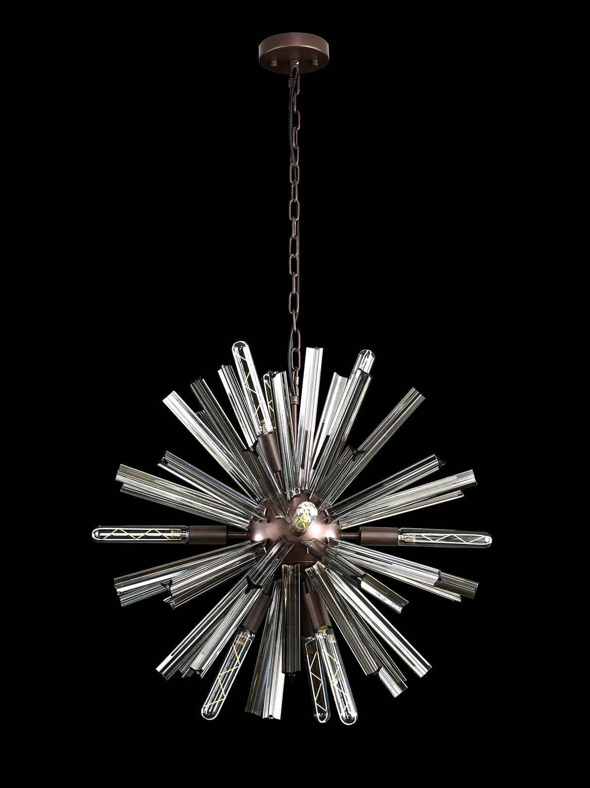 Harris 10 Light E14, Round Pendant Brown Oxide / Smoke Glass