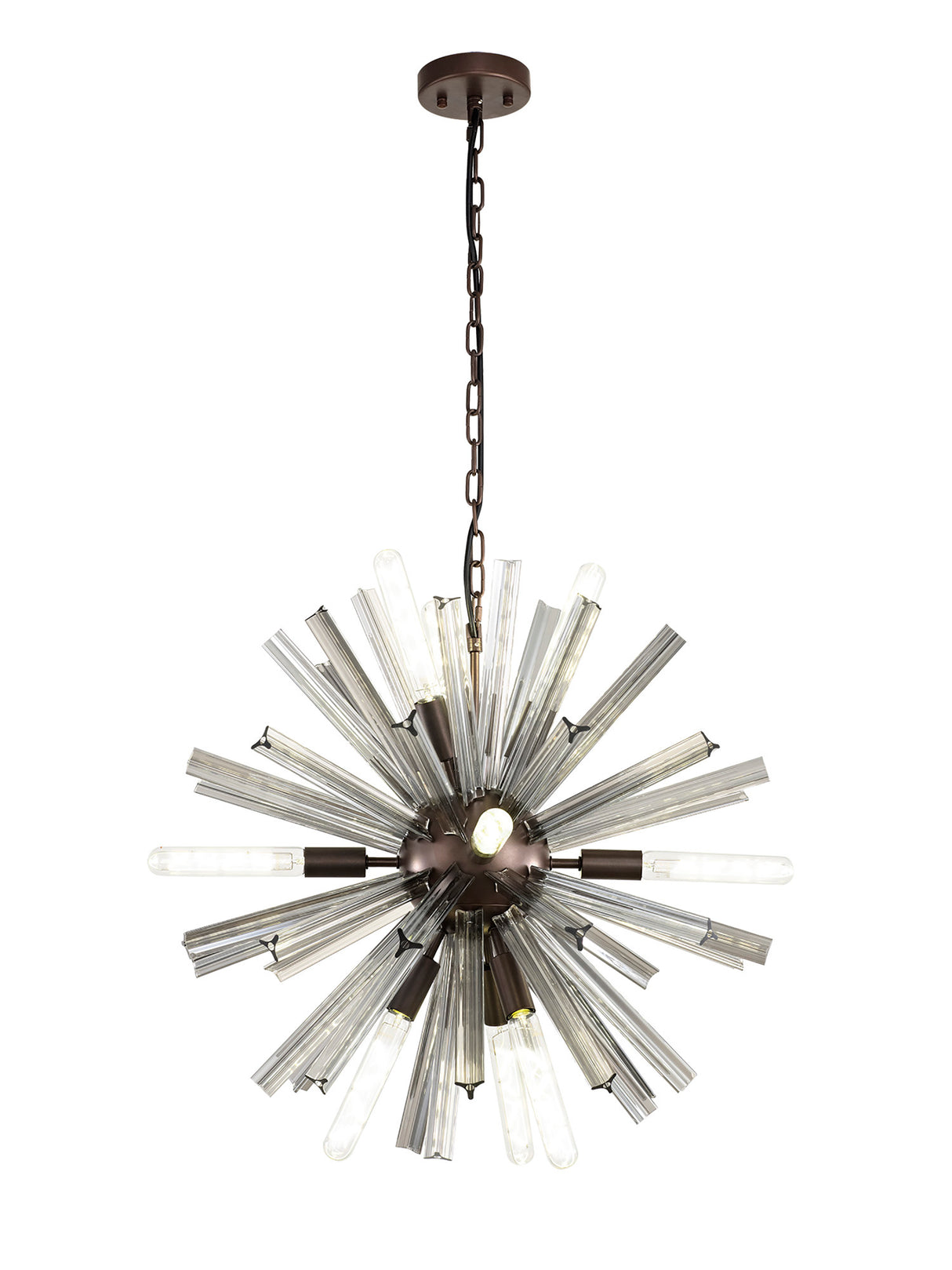 Harris 10 Light E14, Round Pendant Brown Oxide / Smoke Glass