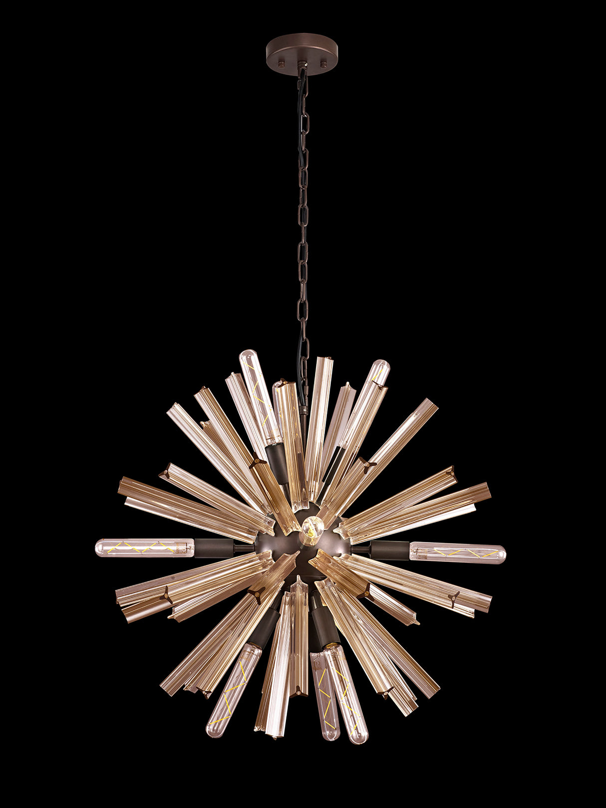 Harris 10 Light E14, Round Pendant Brown Oxide / Champagne Gold Glass