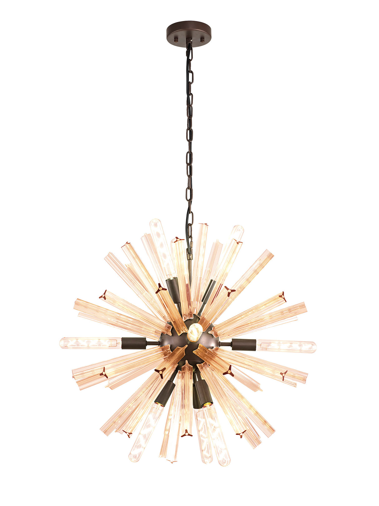 Harris 10 Light E14, Round Pendant Brown Oxide / Champagne Gold Glass